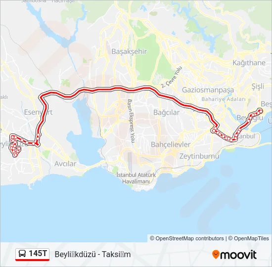 145T Bus Line Map