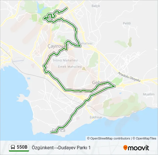 550B Bus Line Map