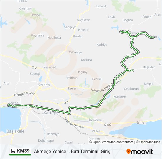 KM39 Bus Line Map