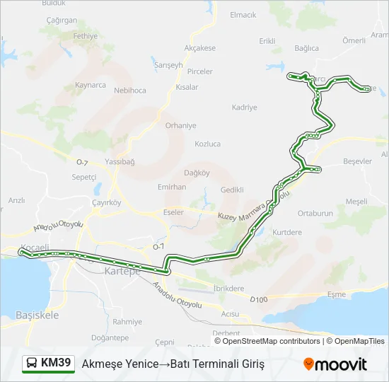 KM39 Bus Line Map