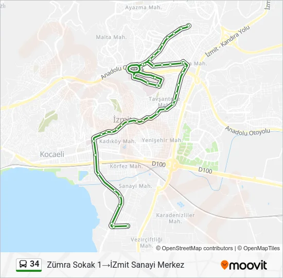 34 Bus Line Map