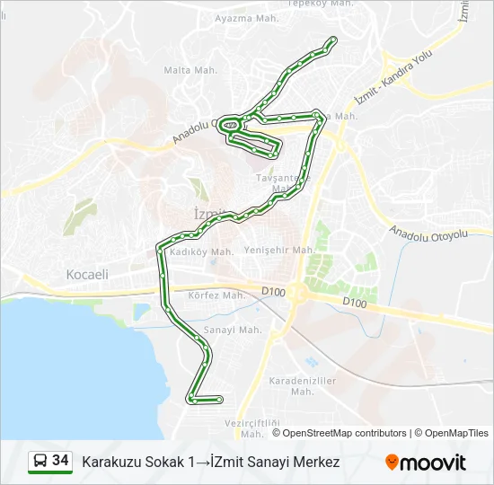 34 Bus Line Map