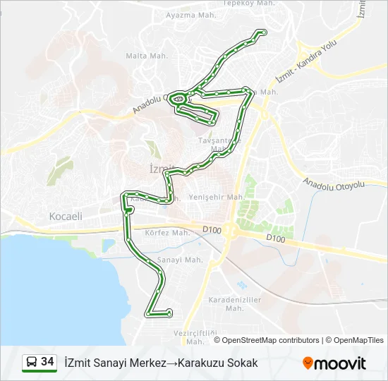 34 Bus Line Map