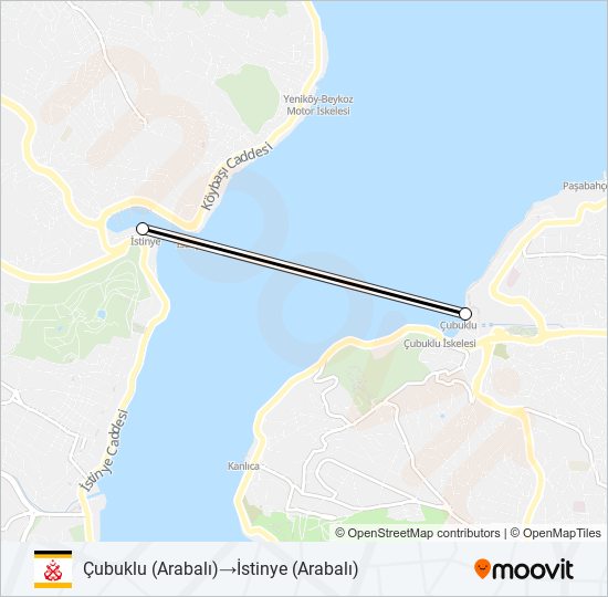 İstinye - Çubuklu (Arabalı) ferry Line Map