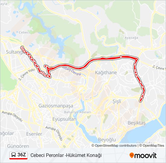 36Z bus Line Map