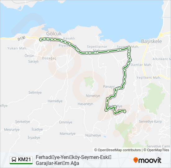 KM21 bus Line Map