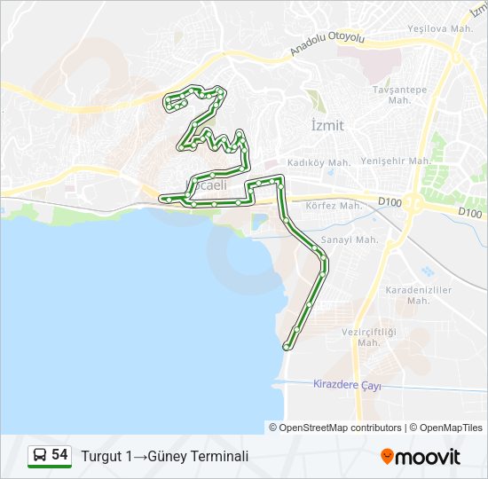 54 Bus Line Map