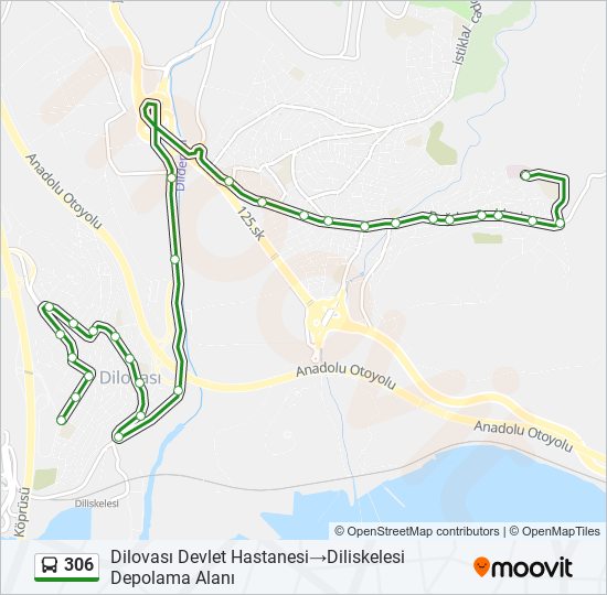 306 otobüs Hattı Haritası