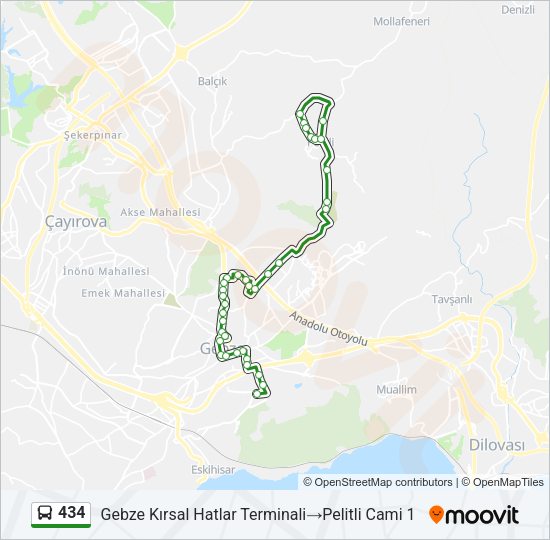 434 Bus Line Map