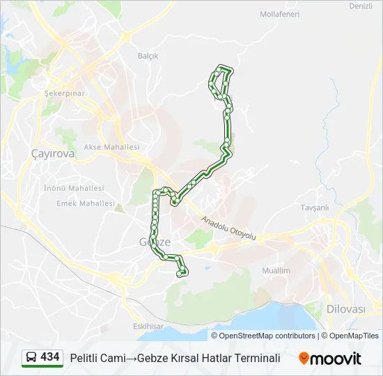 434 Bus Line Map