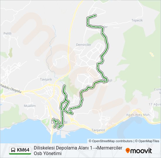 KM64 otobüs Hattı Haritası
