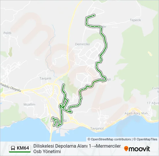 KM64 Bus Line Map