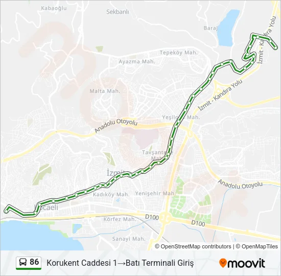 86 Bus Line Map