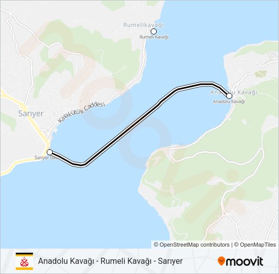 ANADOLU KAVAĞI - RUMELI KAVAĞI - SARIYER Ferry Line Map