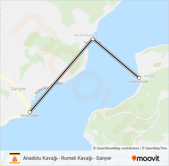 ANADOLU KAVAĞI - RUMELI KAVAĞI - SARIYER vapur Hattı Haritası