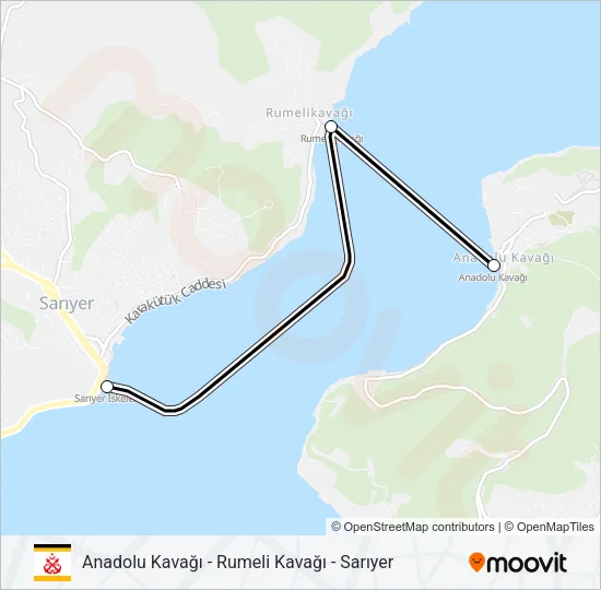 ANADOLU KAVAĞI - RUMELI KAVAĞI - SARIYER Ferry Line Map