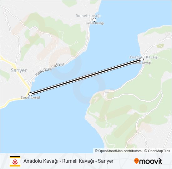 Anadolu Kavağı - Rumeli Kavağı - Sarıyer ferry Line Map