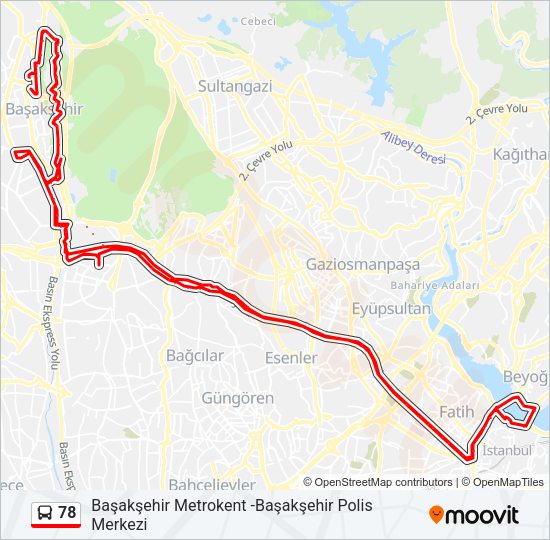 78 otobüs Hattı Haritası