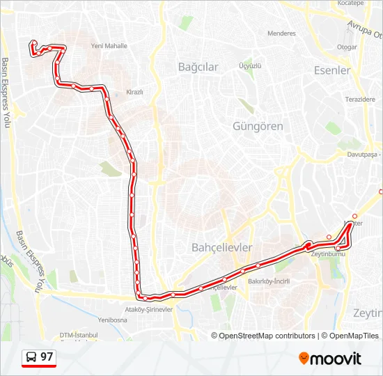 97 Bus Line Map