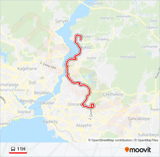 11H Bus Line Map