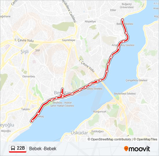 22B bus Line Map