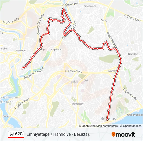 62G Bus Line Map