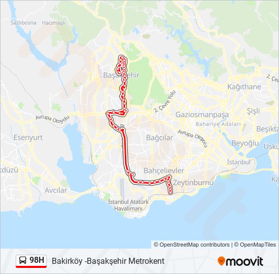 98H bus Line Map