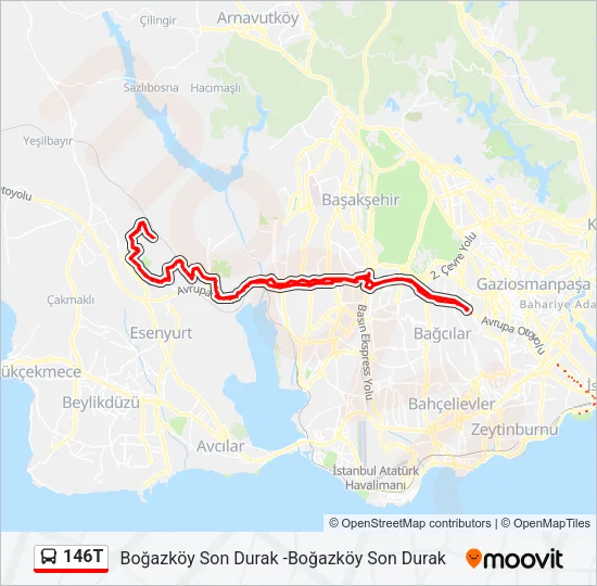 146T Bus Line Map