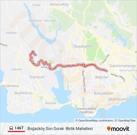 146T Bus Line Map