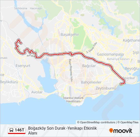 146T Bus Line Map