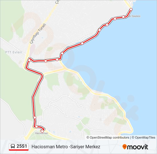 25S1 otobüs Hattı Haritası