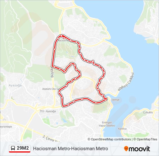 29M2 otobüs Hattı Haritası