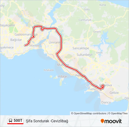 500T Bus Line Map