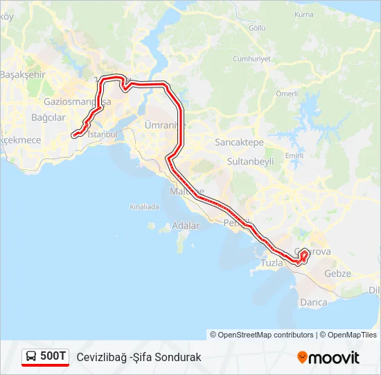 500T Bus Line Map