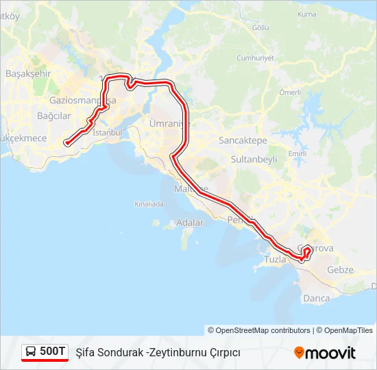500T Bus Line Map