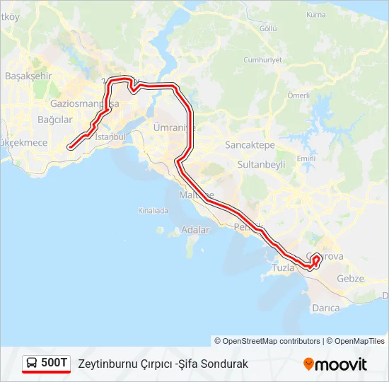 500T Bus Line Map