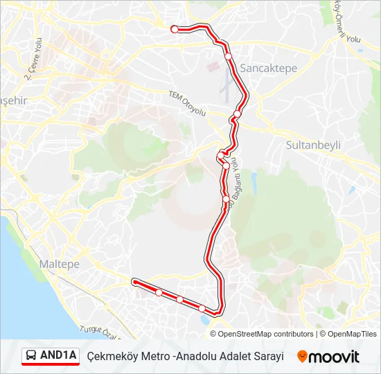AND1A Bus Line Map