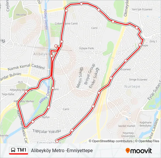 TM1 Bus Line Map