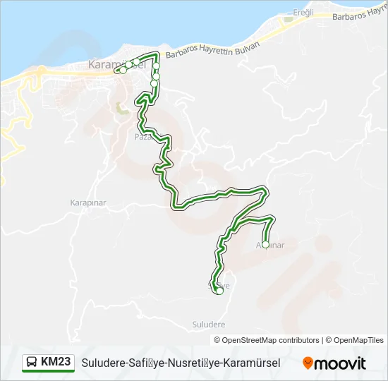 KM23 Bus Line Map