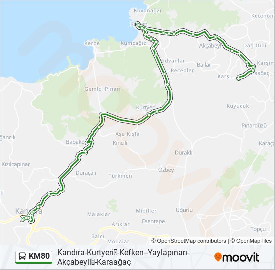 KM80 bus Line Map