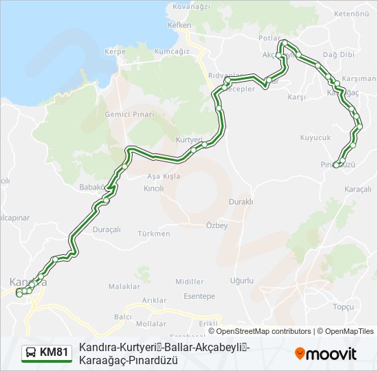 KM81 otobüs Hattı Haritası