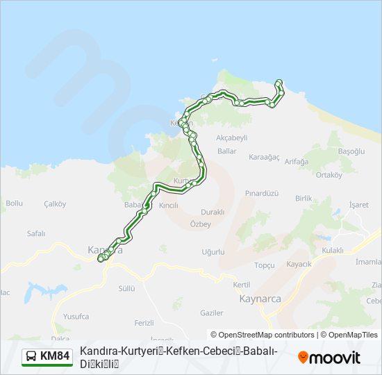 KM84 otobüs Hattı Haritası