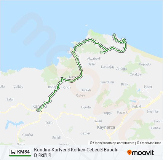 KM84 otobüs Hattı Haritası