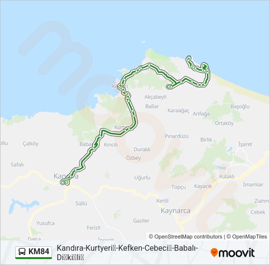 KM84 otobüs Hattı Haritası