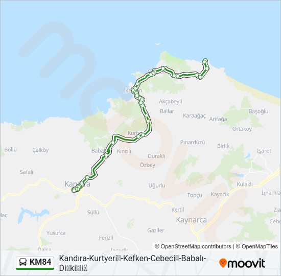 KM84 otobüs Hattı Haritası