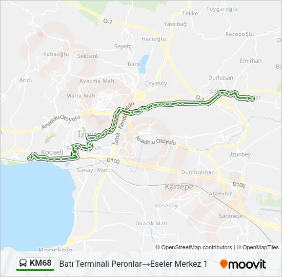 KM68 Bus Line Map