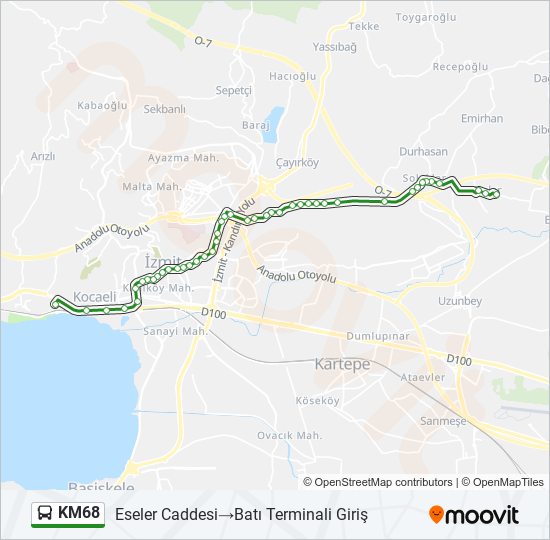 KM68 bus Line Map