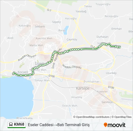 KM68 Bus Line Map