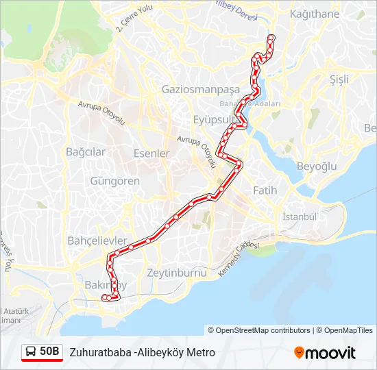 50B Bus Line Map