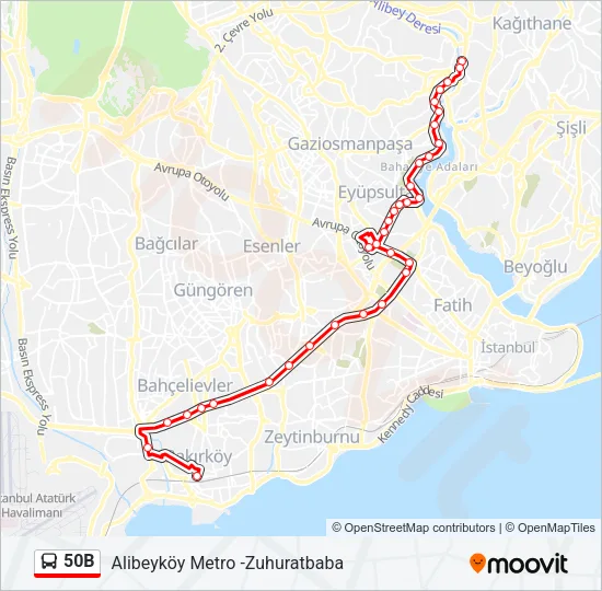 50B Bus Line Map